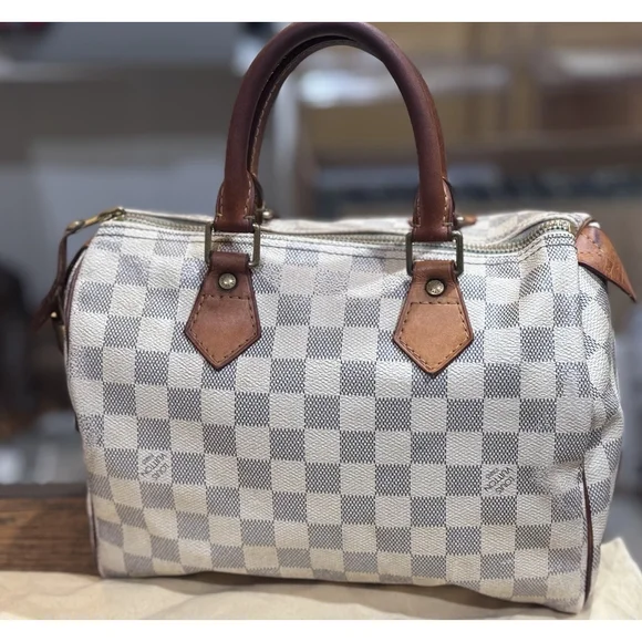Louis Vuitton Speedy 25 Damier Azur Satchel, Lock, Dust Bag - Picture 1 of 16